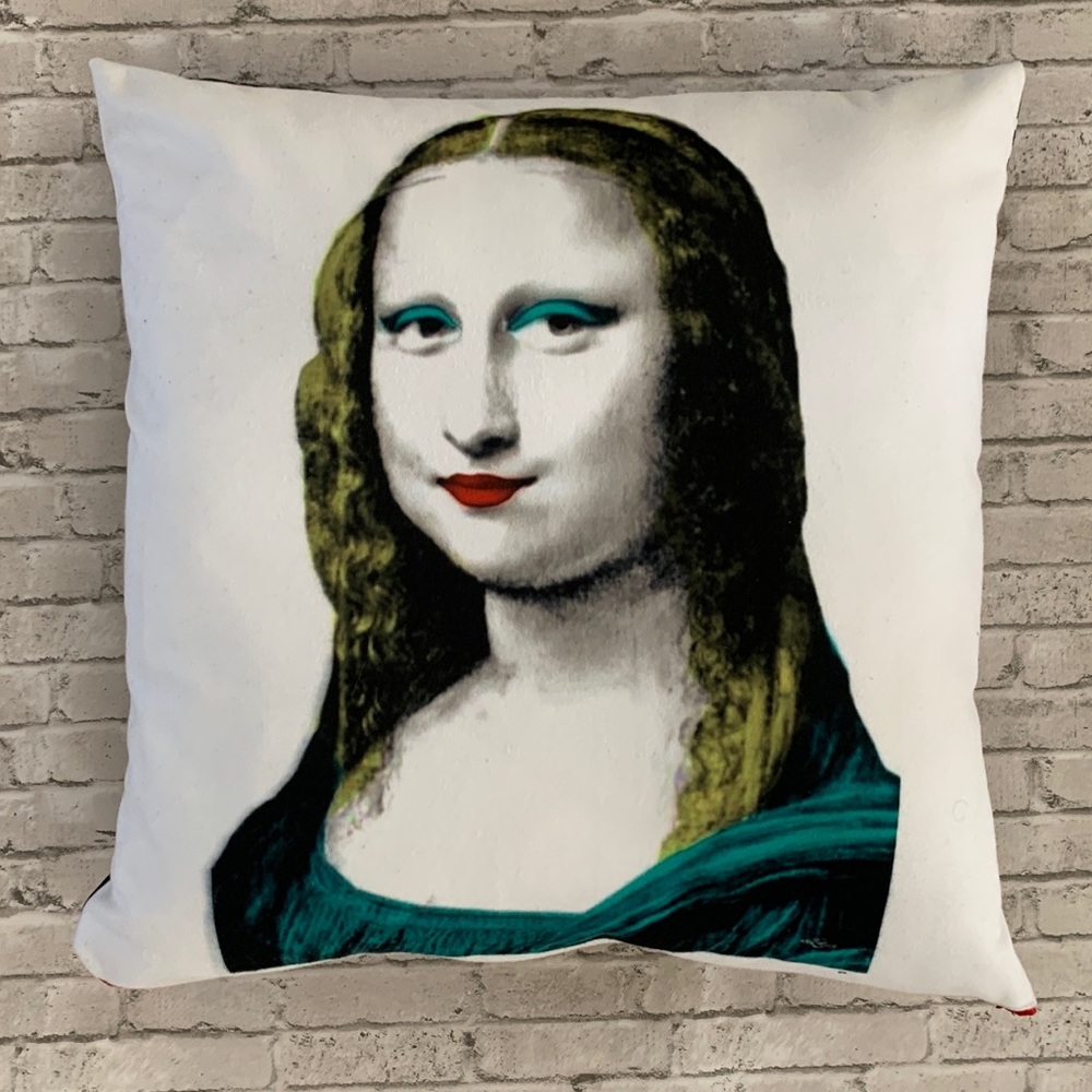 Throw Pillow Cover inspired by Mon Lisa Leonardo Da Vinci 18”x18” unique HM